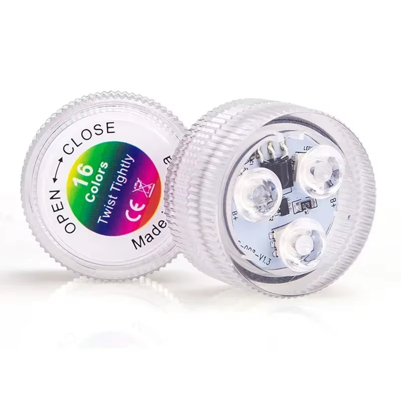 16 Colors RGB Underwater Light IP68 Waterproof Swimming Pool Light RF Remote Control Submersible Night Lights for Pond Vase