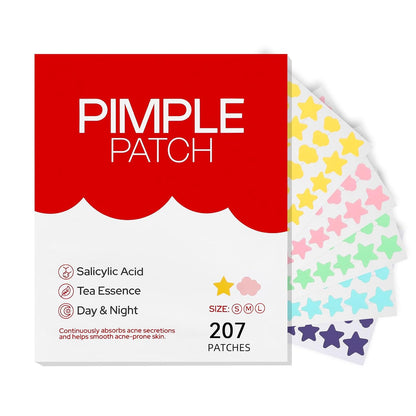 Pimple Patches for Face 207PCS, Hydrocolloid Acne Patches for Covering Zits and Blemishes, Cute Star Pimple Patches, Facial Skin Care Products.