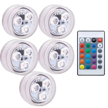 16 Colors RGB Underwater Light IP68 Waterproof Swimming Pool Light RF Remote Control Submersible Night Lights for Pond Vase
