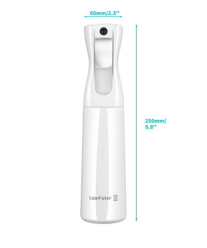 Water Spray Bottle for Hair (White - 10Oz), Hair Spray Bottle, Fine Plant Mister, Automatic Spray Bottle, Continuous Empty Spray Bottle for Hair Styling, Skin Care, Cleaning, Salons, Face & Plants