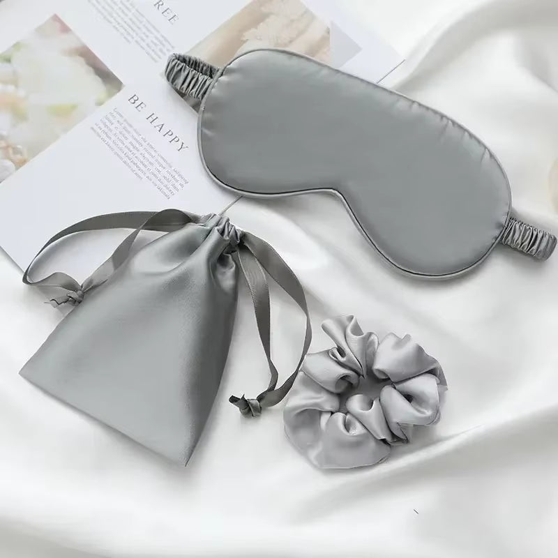 3Pcs Set Women Imitated Silk Sleep Eye Mask Eye Patches Face Mask Eyeshade Blindfold Travel Rest Eye Cover Night Eyeshade