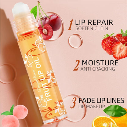 Lip Plumper Gloss Hydrating Lip Oil with Roller Transparent Shiny Natural Moisturizing Lip Care Oil Colorless Long Lasting Nourishing Non Sticky Clear Smooth Lip Balm Makeup Gift (C, One Size)