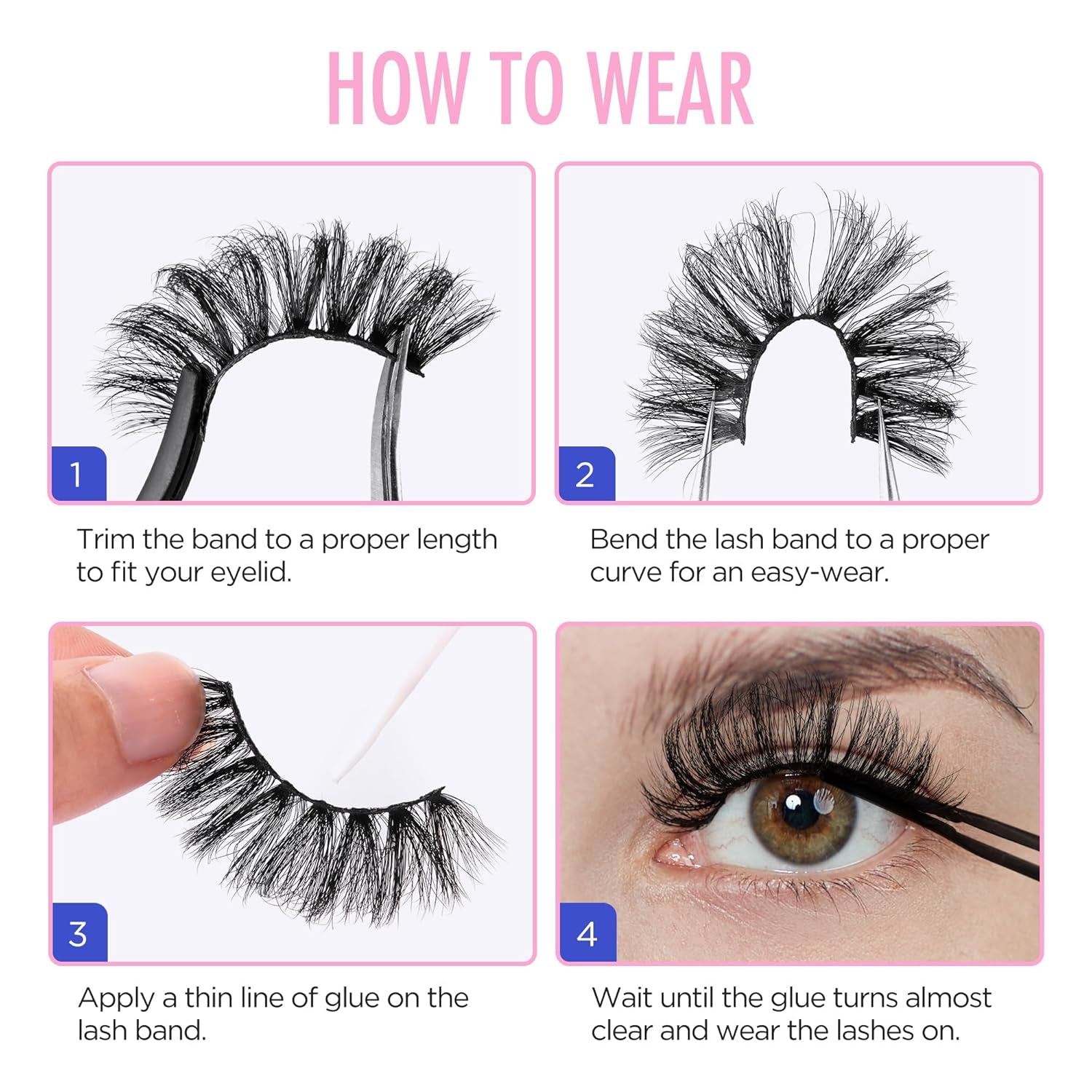 Russian Lashes - Fake Eyelashes, Faux Mink, Synthetic, Pair, Black