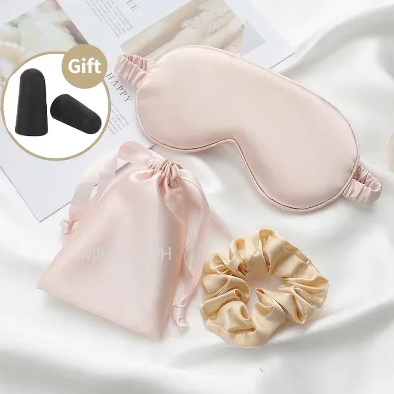 3Pcs Set Women Imitated Silk Sleep Eye Mask Eye Patches Face Mask Eyeshade Blindfold Travel Rest Eye Cover Night Eyeshade